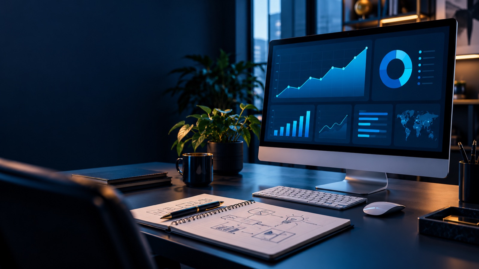 Postazione di lavoro con analisi delle campagne digitali